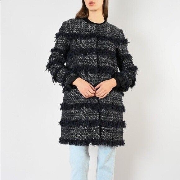 Club Monaco Navy Fringe Tweed Peacoat - Picture 4 of 4